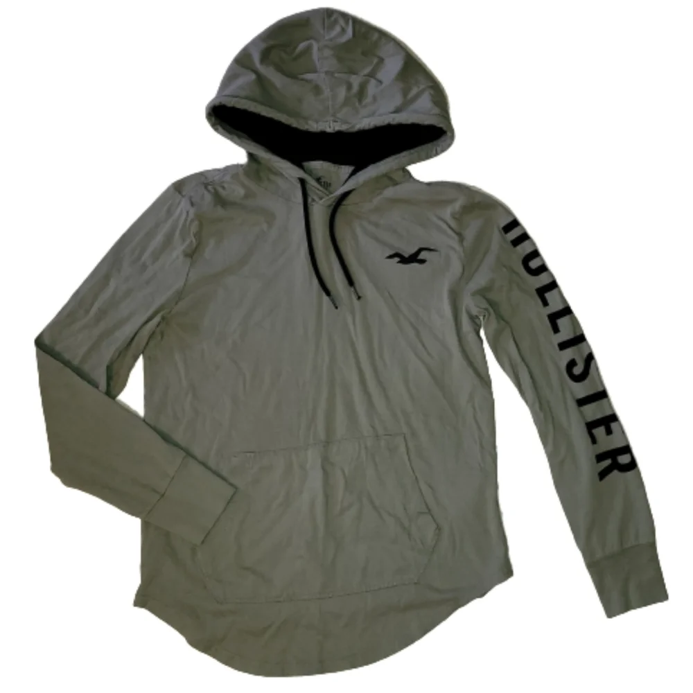 Hollister Mens Pullover TShirt Hoodie Sage/Army Green Long Sleeve Small - Picture 3 of 11